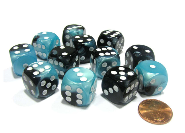 Gamers Guild AZ Chessex CHX26646 - Chessex 16mm Black Shell/White Gemini Chessex