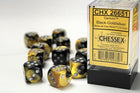 Gamers Guild AZ Chessex CHX26651 - Chessex 16mm Set of 12 D6 Gemini Black-Gold/Silver Chessex