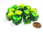 Gamers Guild AZ Chessex CHX26654 - Chessex 16mm Green Yellow / Silver Gemini Chessex