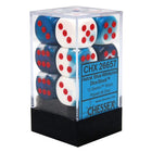 Gamers Guild AZ Chessex CHX26657 - Chessex 16mm Astral Blue White / Red Gemini Chessex