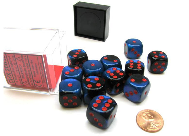 Gamers Guild AZ Chessex CHX26658 - Chessex 16mm Black Starlight/Red Gemini Chessex