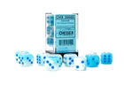 Gamers Guild AZ Chessex CHX26665 - Chessex  16mm D6 Gemini Pearl Turquoise-White/Blue Luminary Chessex