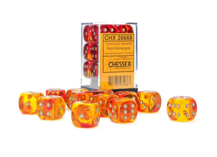 Gamers Guild AZ Chessex CHX26668 - Chessex 16mm D6 Gemini Translucent Red-Violet/Gold Chessex