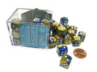 Gamers Guild AZ Chessex CHX26822 - Chessex 12mm Blue / Gold Gemini Chessex