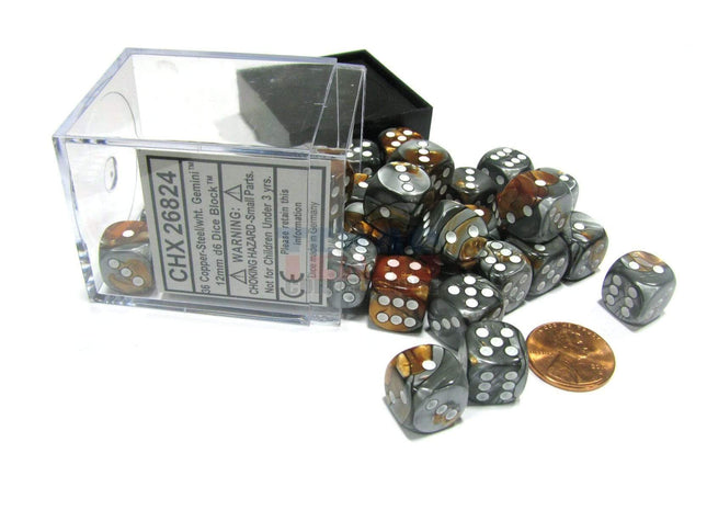 Gamers Guild AZ Chessex CHX26824 - Chessex 12mm Copper / Steel Gemini Chessex