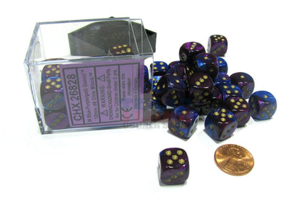 Gamers Guild AZ Chessex CHX26828 - Chessex 12mm Blue Purple / Gold Gemini Chessex