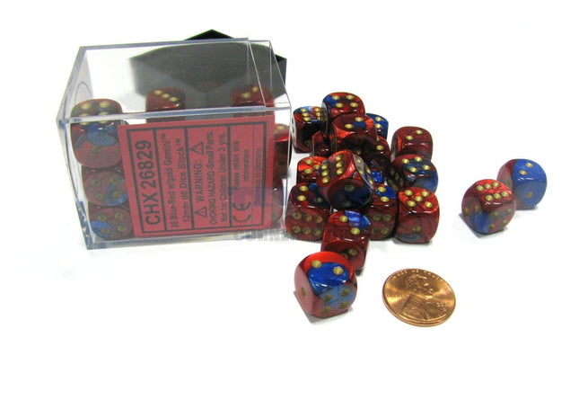 Gamers Guild AZ Chessex CHX26829 - Chessex 12mm Blue Red/Gold Gemini Chessex