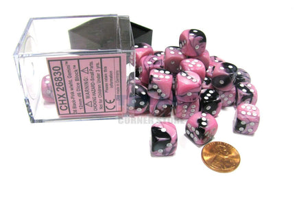 Gamers Guild AZ Chessex CHX26830 - Chessex 12mm Black Pink/White Gemini Chessex