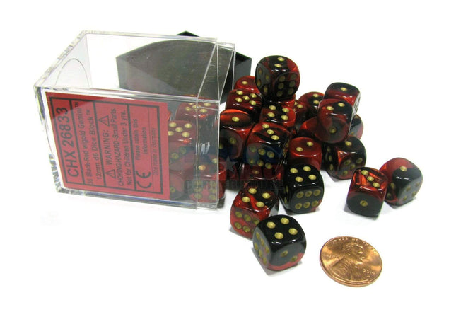 Gamers Guild AZ Chessex CHX26833 - Chessex  12mm Black Red/Gold Gemini Chessex