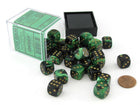 Gamers Guild AZ Chessex CHX26839 - Chessex 12mm Black Green/Gold Gemini Chessex