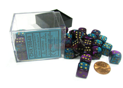 Gamers Guild AZ Chessex CHX26849 - Chessex 16mm Purple Teal / Gold Gemini Chessex