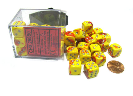 Gamers Guild AZ Chessex CHX26850 - Chessex 12mm Red Yellow / Silver Gemini Chessex