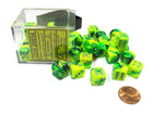 Gamers Guild AZ Chessex CHX26854 - Chessex  12mm Green Yellow/Silver Gemini Chessex