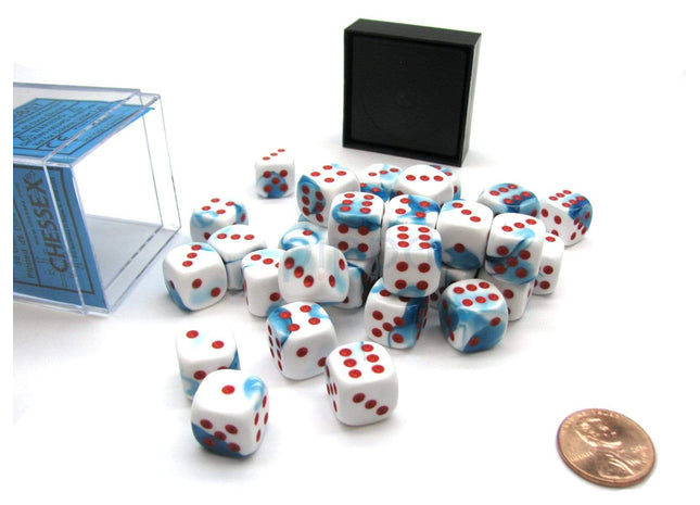 Gamers Guild AZ Chessex CHX26857 -  Chessex  12mm Astral Blue White/Red Gemini Chessex