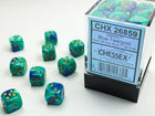 Gamers Guild AZ Chessex CHX26859 -  Chessex 12mm D6 Blue – Teal/ Gold Gemini Chessex