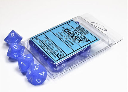 Gamers Guild AZ Chessex CHX27206 - Chessex Set of Ten D10 Frosted Blue / White Chessex