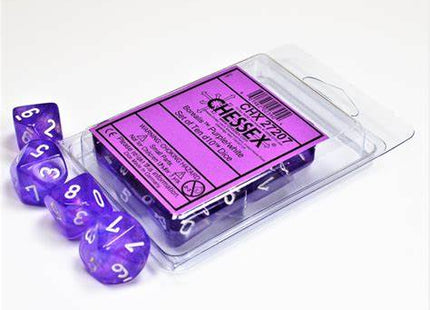Gamers Guild AZ Chessex CHX27207 - Chessex Set of Ten D10 Borealis Purple / White Chessex
