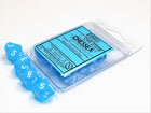 Gamers Guild AZ Chessex CHX27216 - Chessex Set of Ten D10 Frosted Caribbean Blue / White Chessex