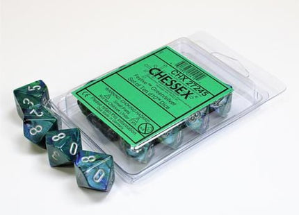 Gamers Guild AZ Chessex CHX27245 - Chessex Set of Ten D10 Festive Green / Silver Chessex