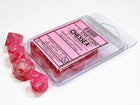 Gamers Guild AZ Chessex CHX27324 - Chessex Set of Ten D10 Ghostly Glow Pink / Silver Chessex