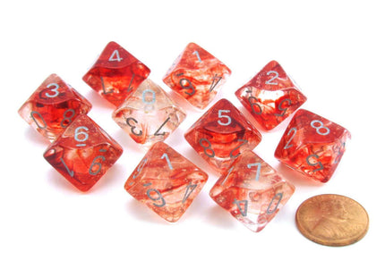Gamers Guild AZ Chessex CHX27354 - Chessex Set of Ten d10 Nebula Red / Silver Chessex