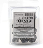 Gamers Guild AZ Chessex CHX27378 - Chessex Set of Ten d10 Borealis Light Smoke/Silver Chessex