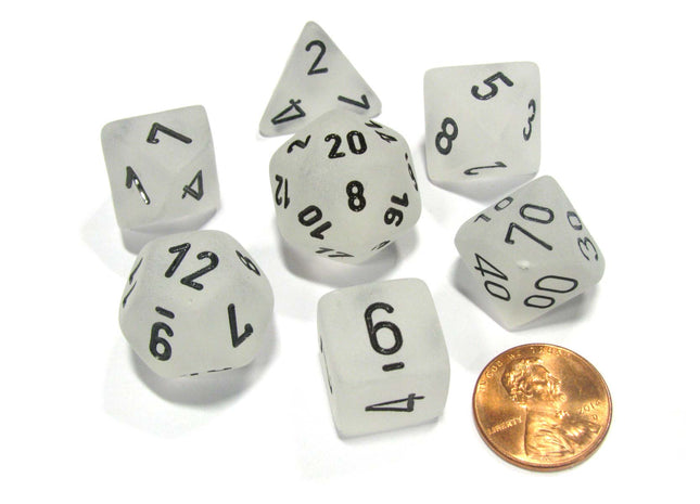 Gamers Guild AZ Chessex CHX27401 - Chessex 7 Die Set Clear / Black Frosted Chessex