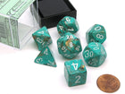 Gamers Guild AZ Chessex CHX27403 - Chessex 7 Die Set Marble Oxi-Copper/White Chessex