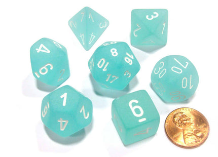 Gamers Guild AZ Chessex CHX27405 - Chessex 7 Die Set Teal / White Frosted Chessex