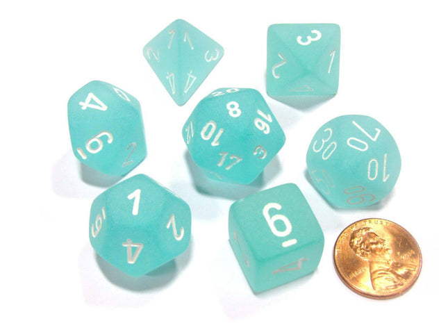Gamers Guild AZ Chessex CHX27405 - Chessex 7 Die Set Teal / White Frosted Chessex