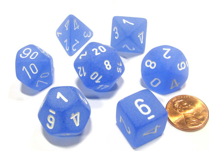 Gamers Guild AZ Chessex CHX27406 - Chessex 7 Die Set Blue/White Frosted Chessex