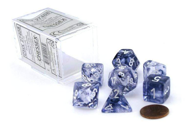 Gamers Guild AZ Chessex CHX27408 - Chessex  7 Die Set Black/White Nebula Chessex
