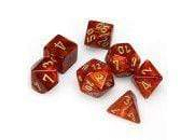 Gamers Guild AZ Chessex CHX27414 - Chessex 7 Die Set Scarlet / Gold Scarab Chessex