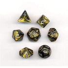 Gamers Guild AZ Chessex CHX27418 - Chessex 7 Die Set Black-Gold/Silver Leaf Chessex