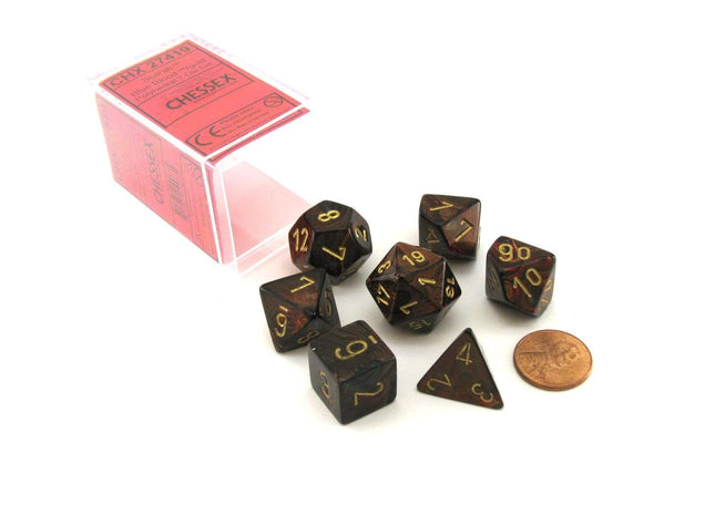 Gamers Guild AZ Chessex CHX27419 - Chessex 7 Die Set Blue Blood/Gold Scarab Chessex