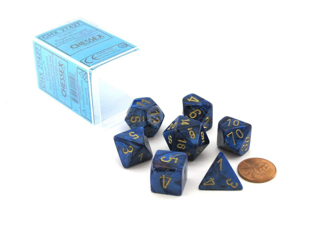 Gamers Guild AZ Chessex CHX27427 - Chessex 7 Die Set Royal Blue / Gold Scarab Chessex