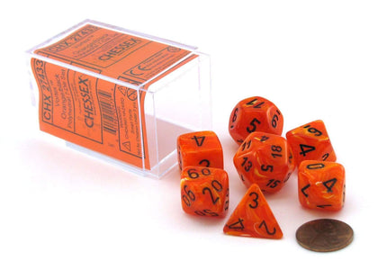 Gamers Guild AZ Chessex CHX27433 - Chessex 7 Die Set Orange/Black Chessex