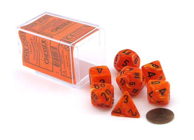 Gamers Guild AZ Chessex CHX27433 - Chessex 7 Die Set Orange/Black Chessex
