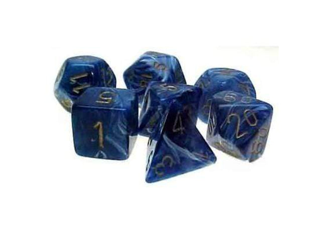 Gamers Guild AZ Chessex CHX27436 - Chessex 7 Die Set Blue/Gold Vortex Chessex