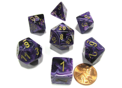 Gamers Guild AZ Chessex CHX27437 - Chessex 7 Die Set Purple / Gold Vortex Chessex