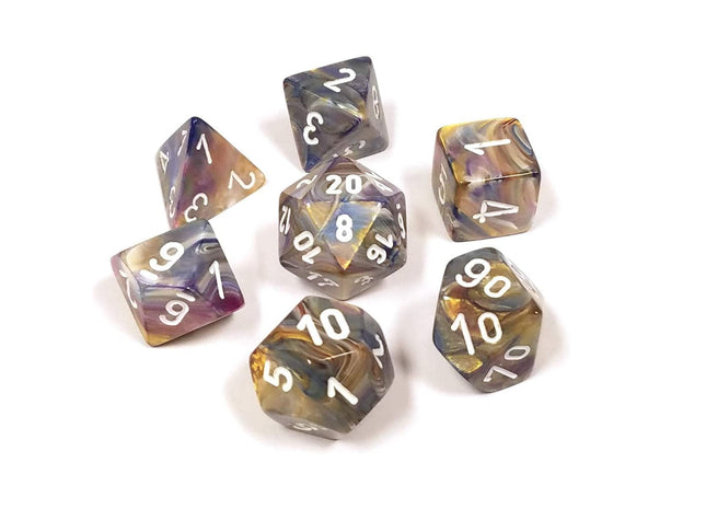 Gamers Guild AZ Chessex CHX27440 - Chessex  7 Die Set Carousel/White Festive Chessex