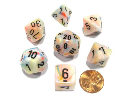 Gamers Guild AZ Chessex CHX27442 - Chessex  7 Die Set Circus/Black Festive Chessex