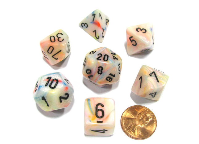Gamers Guild AZ Chessex CHX27442 - Chessex  7 Die Set Circus/Black Festive Chessex