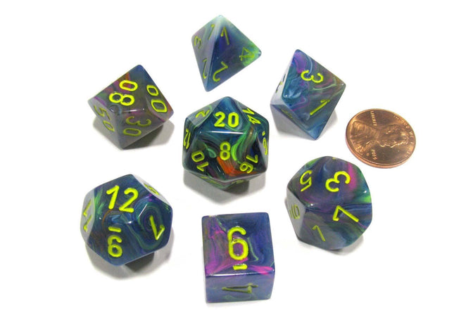 Gamers Guild AZ Chessex CHX27449 - Chessex 7 Die Set Rio / Yellow Festive Chessex