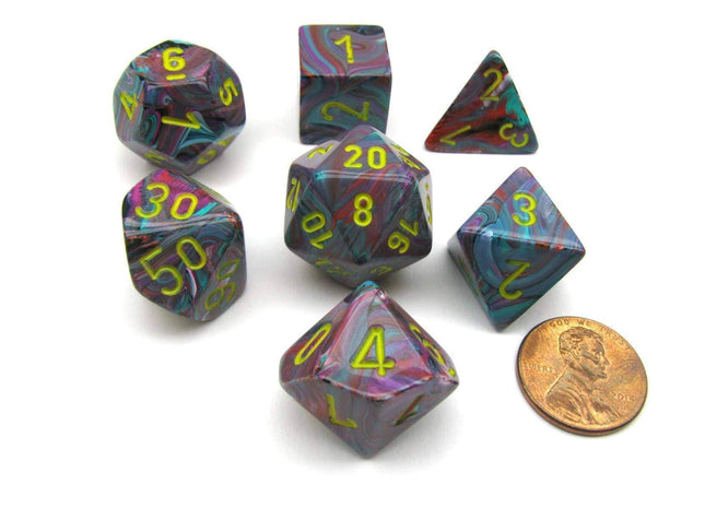 Gamers Guild AZ Chessex CHX27450 -  Chessex 7 Die Set Festive Mosaic/Yellow Chessex