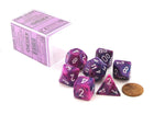 Gamers Guild AZ Chessex CHX27457 - Chessex 7 Die Set Violet / White Festive Chessex