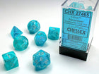 Gamers Guild AZ Chessex CHX27465 -  Chessex 7 Die Set Aqua/Silver Cirrus Chessex