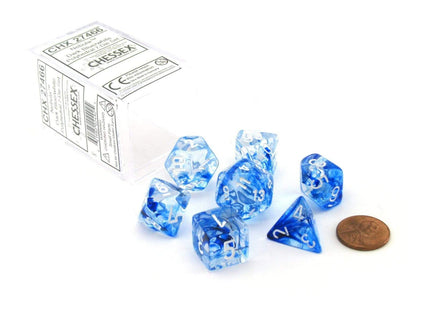 Gamers Guild AZ Chessex CHX27466 - Chessex 7 Die Set Dark Blue/White Nebula Chessex