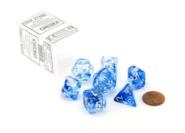 Gamers Guild AZ Chessex CHX27466 - Chessex 7 Die Set Dark Blue/White Nebula Chessex