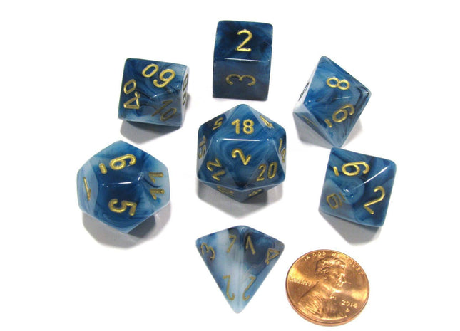 Gamers Guild AZ Chessex CHX27489 - Chessex 7 Die Set Teal / Gold Phantom Chessex